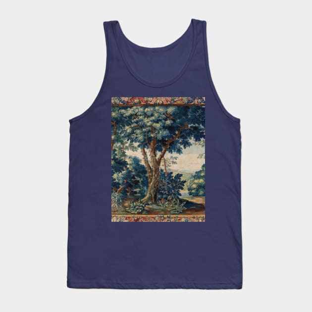 GREENERY, TREES IN WOODLAND LANDSCAPE Antique Flemish Tapestry Tank Top by BulganLumini